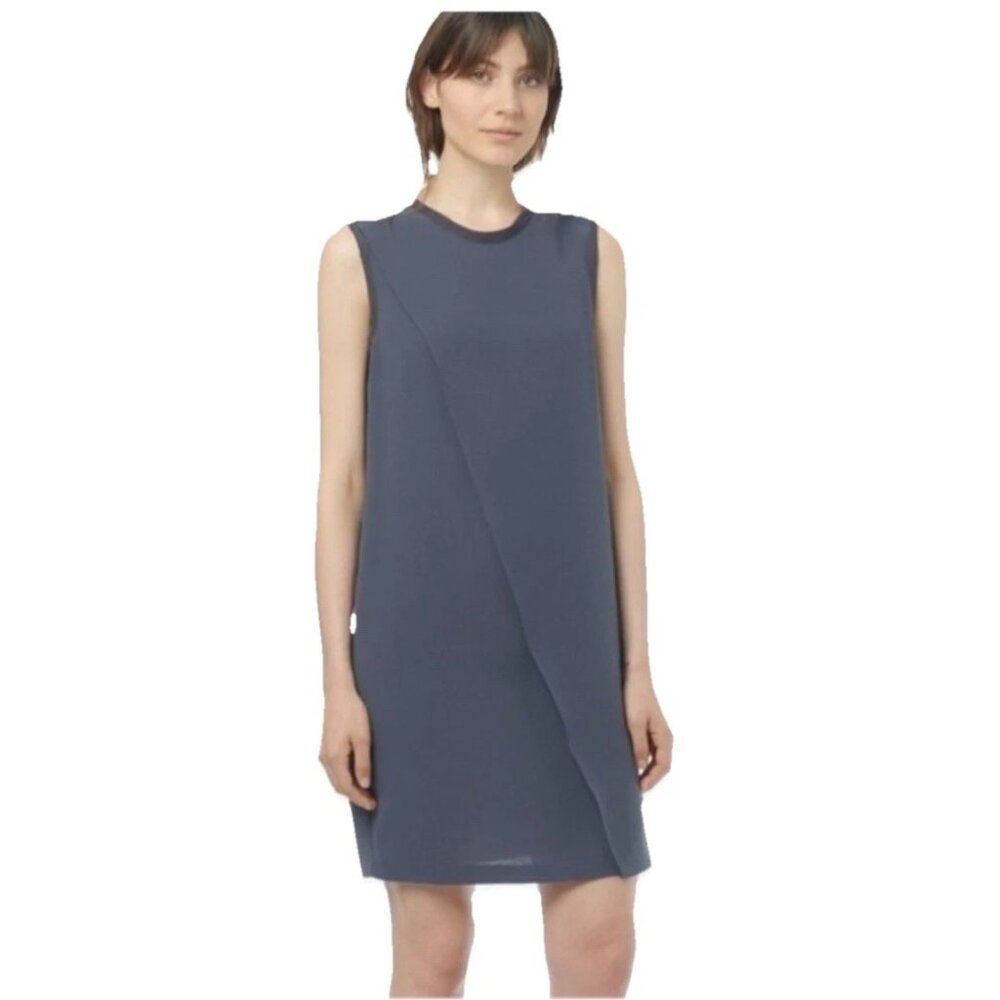 VINCE Gray Asymmetric Faux Wrap Sleeveless Shift Dress Sz 4